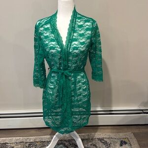 Green mesh "robe" and panty set